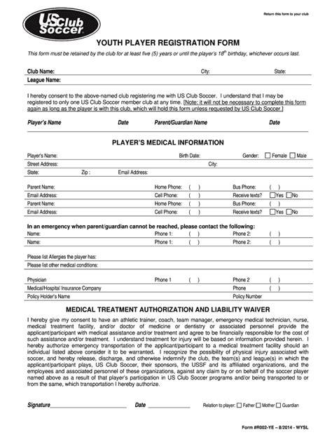 Us Club Soccer R002 2014 2024 Form Fill Out And Sign Printable Pdf