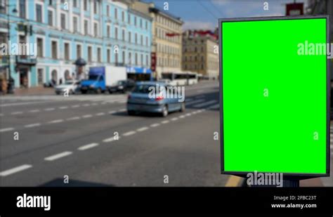 Billboard Green Screen On The Streets Of St Petersburgrussia Stock