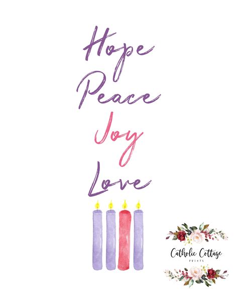 Advent Candles Printable Hope Peace Joy Love Christmas Etsy