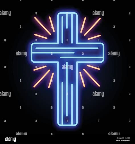 a neon glowing church cross light sign vector illustration stock vector image and art alamy