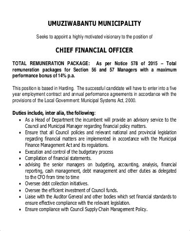Chief financial officers (cfos) must have strong analytical, strategic planning and communication skills, including an ability to work well with the chief executive officer, board members and other senior managers. FREE 9+ Chief Financial Officer Job Description Samples in ...