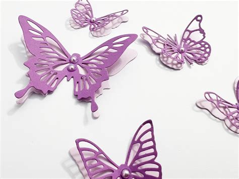 10 Purple Paper Butterflies Any Color 3d Butterfly Wall Etsy