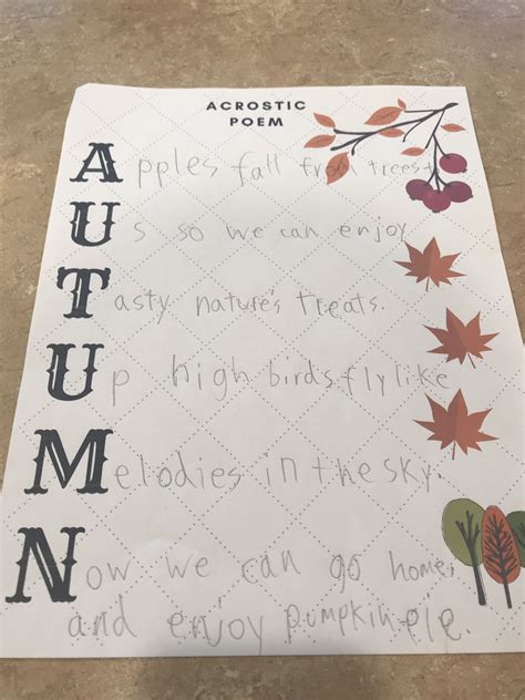 Free Printable Autumn Acrostic Poem Acrosticpoem Homeschool Group