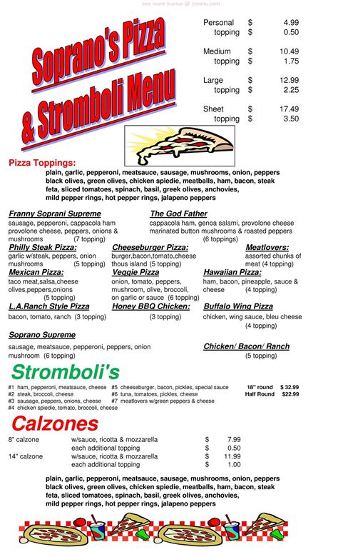 Online Menu Of Sopranos Italian Mkt Restaurant Waverly New York 14892 Zmenu