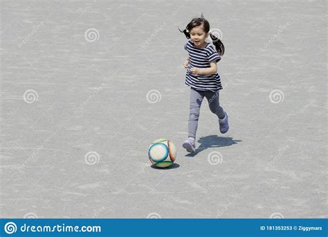 Japanese Girl Dribbling Soccer Ball Stock Image Image Of Japanese