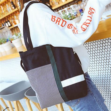 Korean Canvas Bag Design No74 Shoulder Crossbody Tote Bag With 2