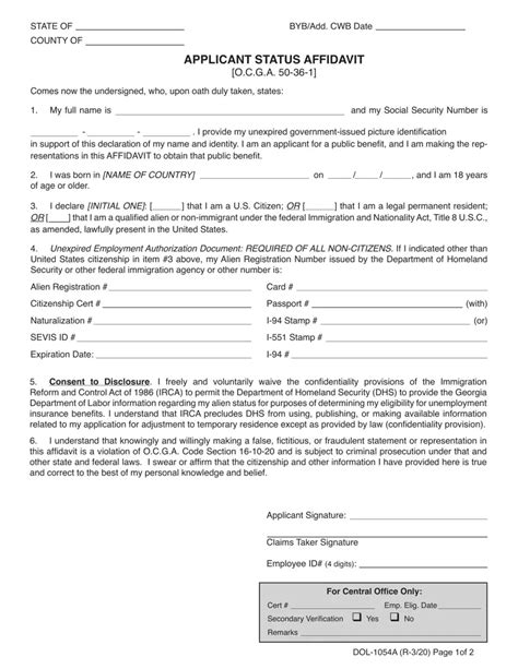 Applicant Status Affidavit Fill Out Printable Pdf Forms Online