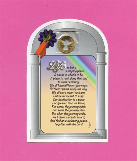 Life Is But Stopping Place Poem Verse Card W Angel Penny Sku 687