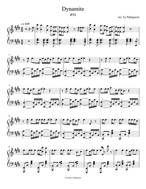 Bts Dynamite Sheet Music For Piano Solo