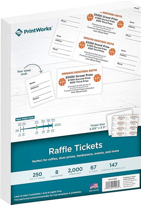 Printworks Raffle Tickets Perforated Cardstock For Tickets With Tear