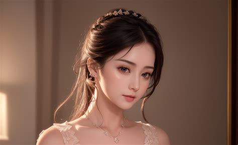 Ai Art Women Asian Necklace Looking At Viewer Wallpaper Resolution
