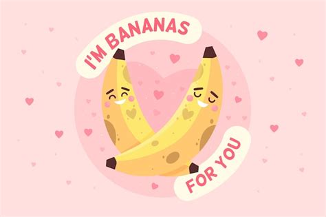 Free Vector Valentines Day Background With Bananas
