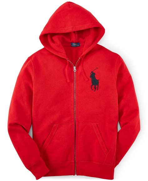 Polo Ralph Lauren Mens Full Zip Fleece Hoodie In Red For Men Bright