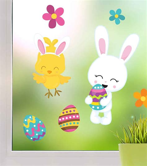 Ostern fensterbilder mit vorlagen basteln. Fensterbild Osterhase & Küken - Ostern - klebewurm.de