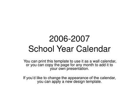 Ppt 2006 2007 School Year Calendar Powerpoint Presentation Free