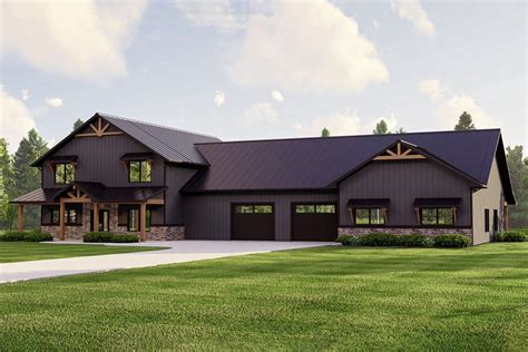 Multi Generational Barndo Style House Plan With Massive Connecting