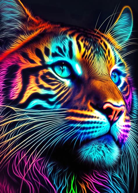 Neon Tiger Poster Picture Metal Print Paint By Malubobo Displate