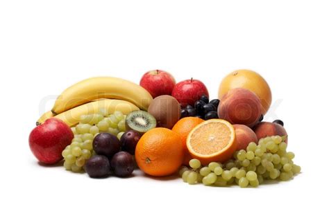 Fresh Fruit On A White Background Stock Image Colourbox