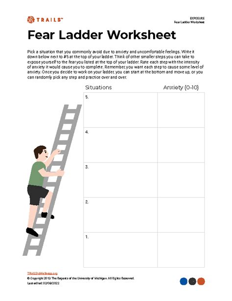Printable Anxiety Ladder Worksheet Free Printable Templates