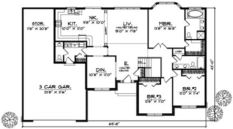 A formal dining room is conveniently located next to the. Ranch House Plan - 3 Bedrooms, 2 Bath, 1859 Sq Ft Plan 7-374