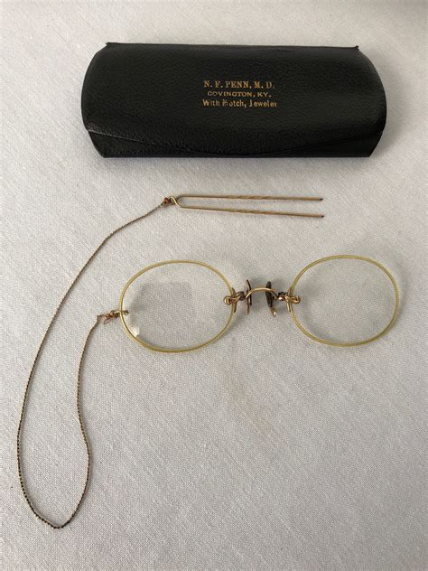 vintage eyeglasses with hair pin on gold chain and original etsy
