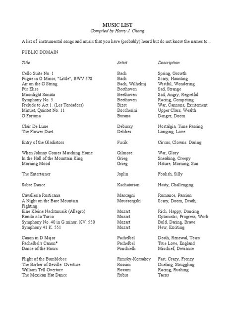 Popular music is music with wide appeal that is typically distributed to large. Classic(al) Song List | Johann Sebastian Bach | Musical Forms