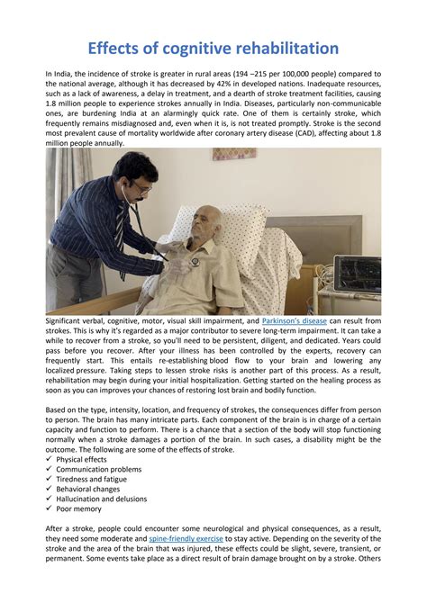 Benefits Of Post Stroke Cognitive Rehabilitation By Athulyaliving Issuu