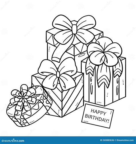 Birthday gift isolated coloring page for kids stock vector
