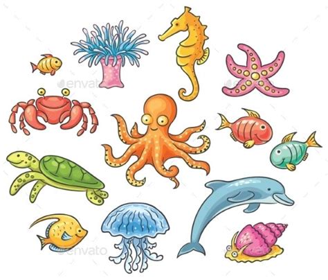 Sea Animals - Animals Characters | Cartoon sea animals, Sea animals ...