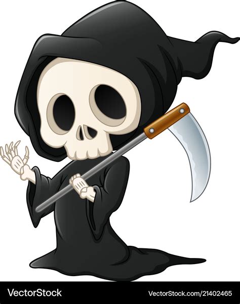 Grim Reaper Cartoon Waving Hand Royalty Free Vector Image