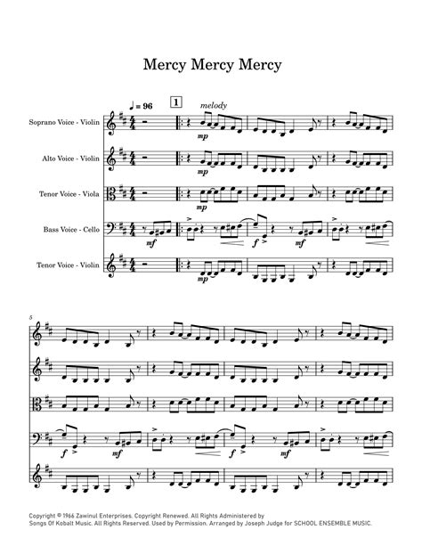 Mercy Mercy Mercy Sheet Music Josef Zawinul String Quartet