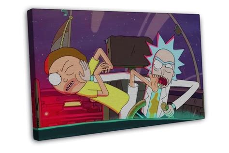 Rick And Morty Fight 20x16 Framed Canvas Print