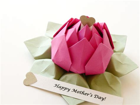 Personalized Mothers Day Origami Lotus Flower In Fuchsia