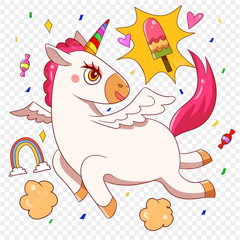 Unicorn Ice Cream Png Image Cartoon Cute Happy Unicorn And Food Ice