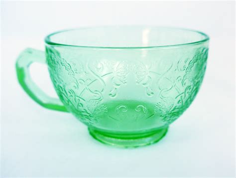Set Of W Extra Hazel Atlas Florentine Green Depression Glass