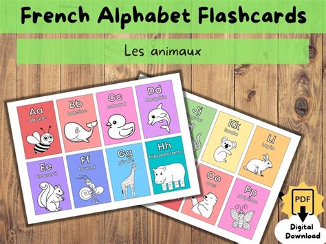 French Alphabet Flashcards Basic French Learning Classroom Printable