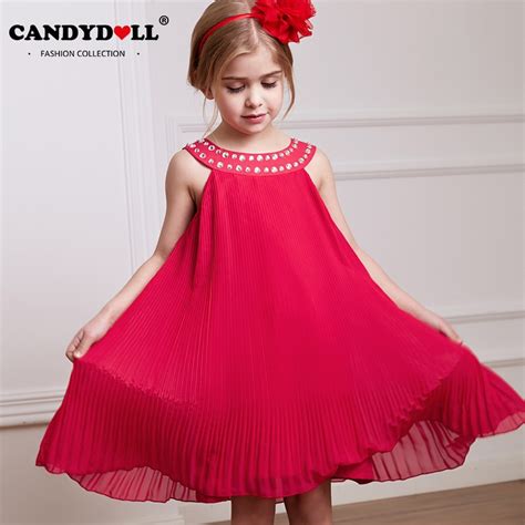 Candydoll Children Girls Dress Sweet Pleated Chiffon Kids Princess