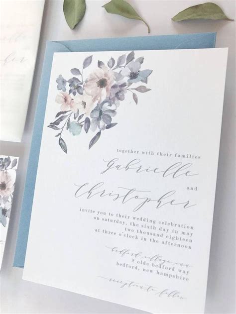 Dusty Blue And Lavender Floral Wedding Invitation Etsy Etsy Wedding
