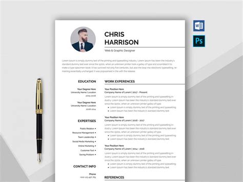 Learn how to structure a cv to give recruiters what what makes the cv format so important? Professional Resume Template Word & PSD Format [2020 ...