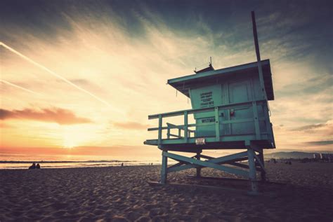 Venice Beach Sunset Lifeguard Stand Vacation Summer Travel Nature
