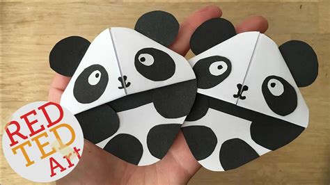 Panda Bear Bookmark Corner Red Ted Art Origami Bookmark Corner