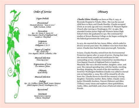 Free Funeral Program Template 1 Pdf 4 Pages Page 2 Funeral