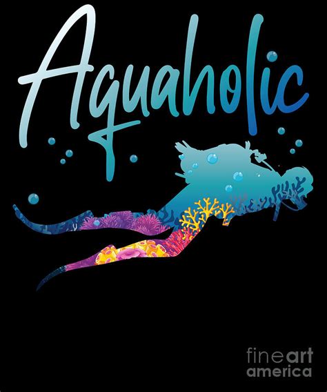 Scuba Diving Aquaholic Vintage Vaporwave 80s 90s Digital Art By Yestic