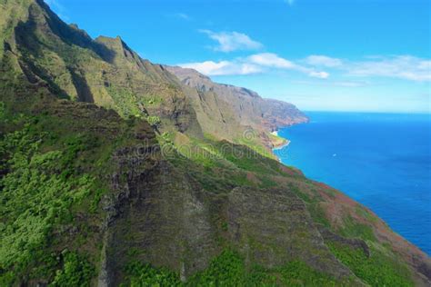 Panoramic Landscape Of Na Pali Coast National Park Kauai Hawaii Stock