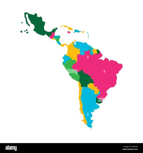 Latin America Map Icon Over White Background Colorful Design Vector