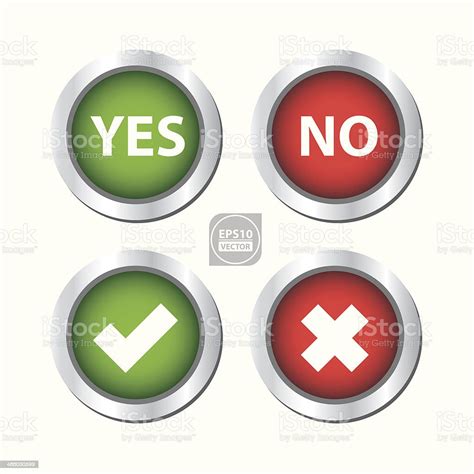 Yes No Check Mark And Cross Button Stock Illustration Download Image