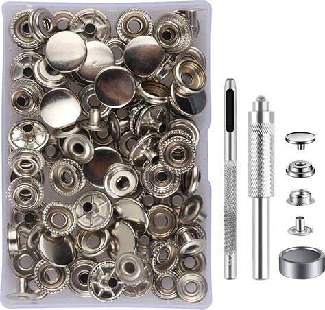32 Sets Press Studs Cap Button Msdada Stainless Steel Snap Fasteners