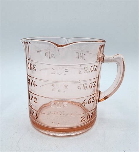 Vintage Kellogg S Pink Depression Glass Measuring Cup Triple Spout