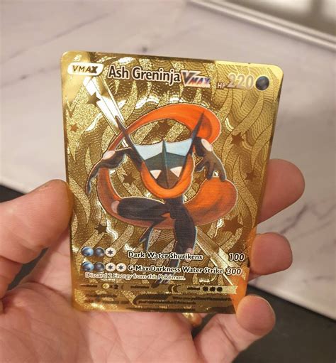 Gold Shiny Ash Greninja Vmax Pokemon Card Metal Custom Made V Etsy