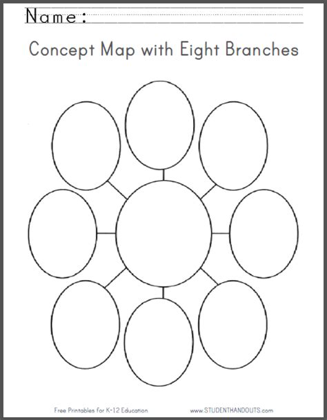 Concept Map With Eight Branches Blank Worksheet Free To Print Pdf